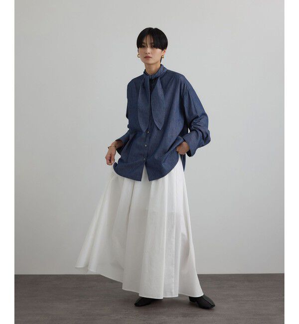 SALON adam et rope'「【WEB限定】フラールボウタイデニムブラウス」|シャツ・ブラウス|