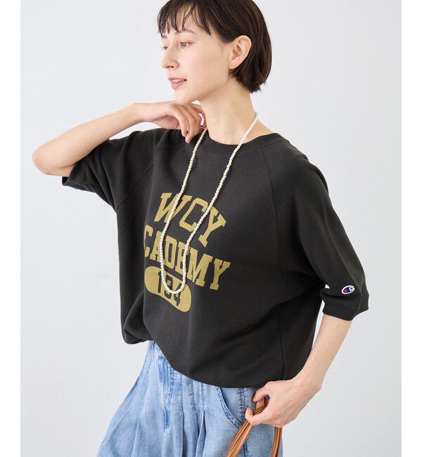Rope&rsquo;Picnic「【Champion/チャンピオン別注】アソートロゴボートネックハーフスリーブスウェットプルオーバー」|Tシャツ・カットソー|