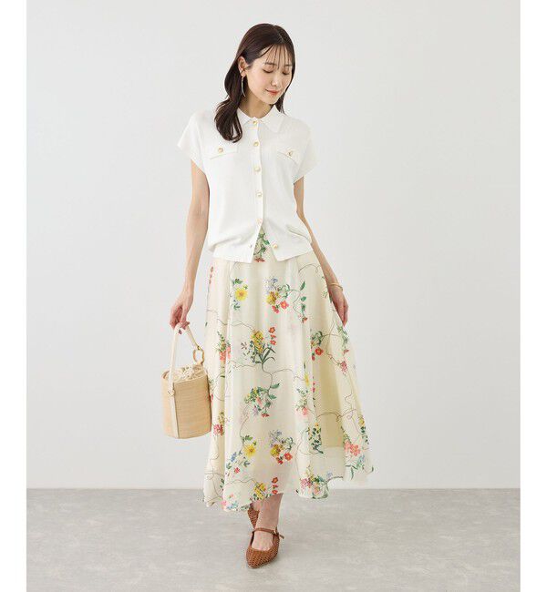 Rope&rsquo;Picnic「八方映えニット 金ボタンフレンチスリーブポロカラーカーディガン/UVカット・接触冷感・イージーケア」|カーディガン|