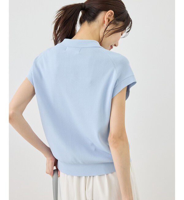 Rope&rsquo;Picnic「八方映えニット 金ボタンフレンチスリーブポロカラーカーディガン/UVカット・接触冷感・イージーケア」|カーディガン|