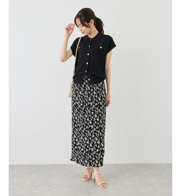 Rope&rsquo;Picnic「八方映えニット 金ボタンフレンチスリーブポロカラーカーディガン/UVカット・接触冷感・イージーケア」|カーディガン|