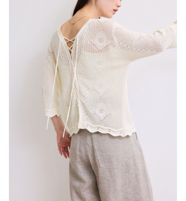 ADAM ET ROPE'「【WEB限定】2wayレースアップカーディガン」|カーディガン|