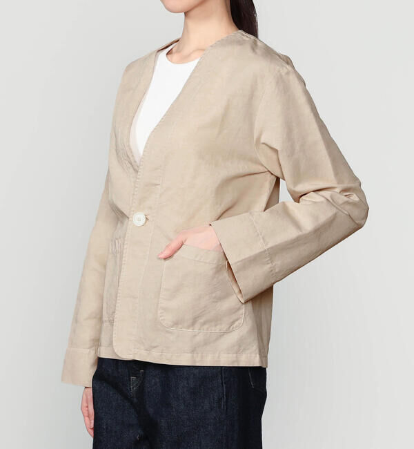  「VETRA | 〈別注〉コットンリネン ノーカラージャケット WOMEN」|ノーカラージャケット|