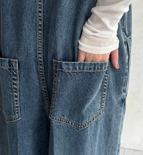  「センタープレスデニムサロペット」|ワンピース|