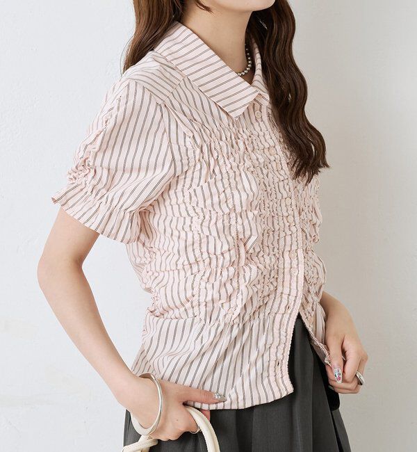  「シャーリングシェイプシャツ」|シャツ・ブラウス|ピンク