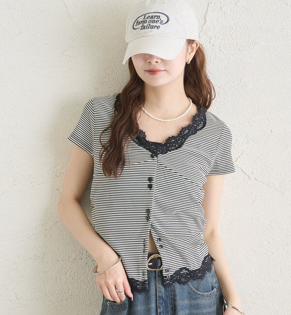  「VレースフレンチT」|Tシャツ・カットソー|