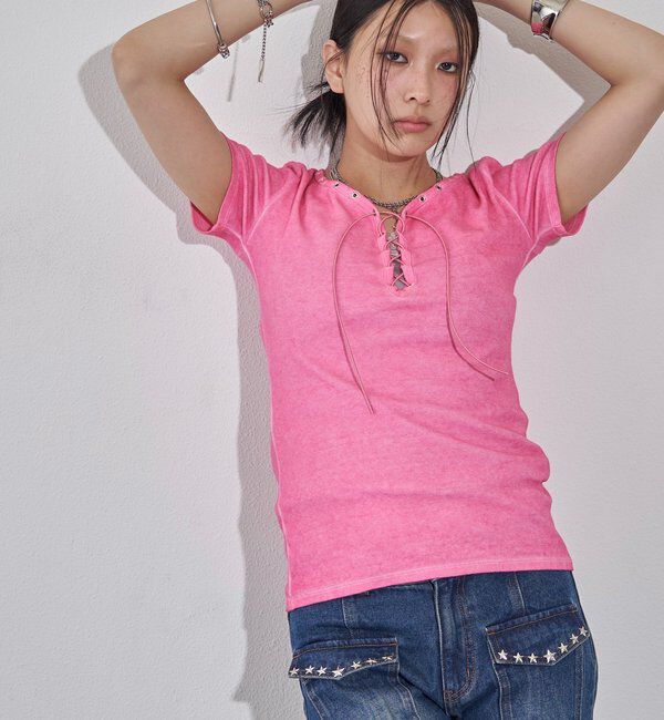  「プロセストレースアップTEE」|Tシャツ・カットソー|