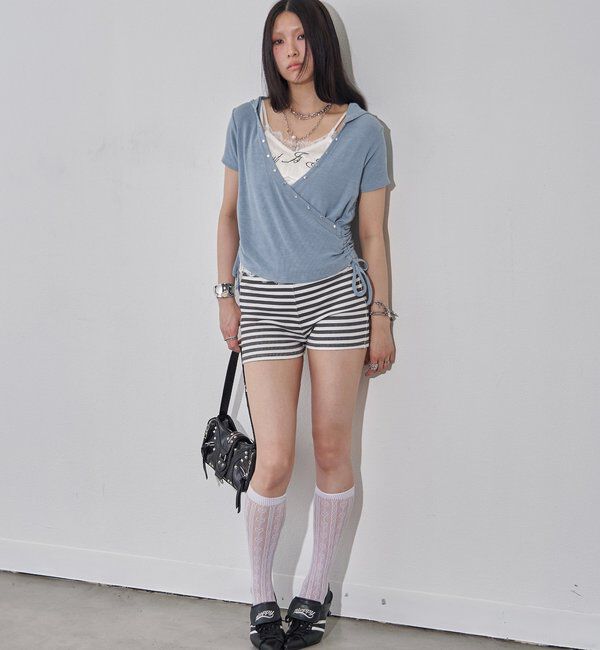 「リブカシュクールフレンチフーディ（無地/ボーダー/スター）」|Tシャツ・カットソー|