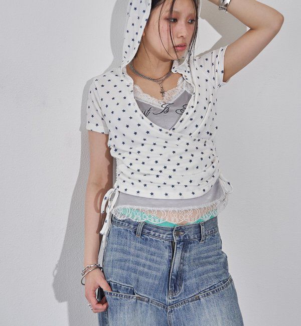  「リブカシュクールフレンチフーディ（無地/ボーダー/スター）」|Tシャツ・カットソー|