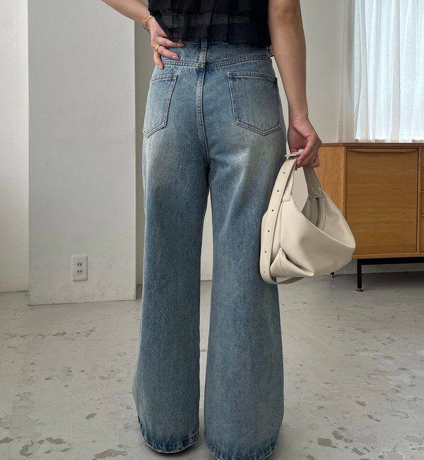  「【サイズ展開あり】タックワイドデニム」|デニム|