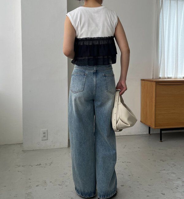  「【サイズ展開あり】タックワイドデニム」|デニム|