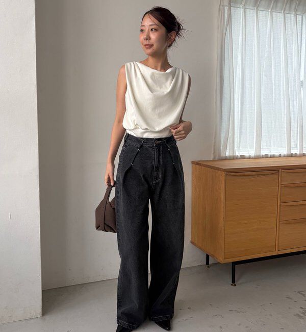  「【サイズ展開あり】タックワイドデニム」|デニム|