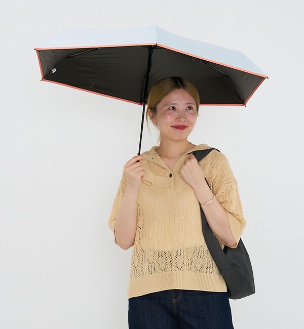 collex「日傘 パイピング ポーチ付き 晴雨兼用 折りたたみ傘【assa】【WEB限定】」|傘|ライトブルー