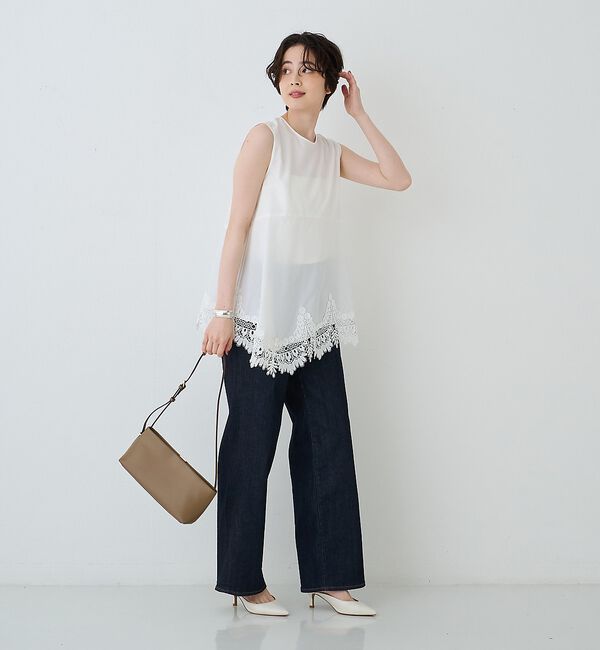Rouge vif「ランダムヘム裾レースノースリーブブラウス」|シャツ・ブラウス|