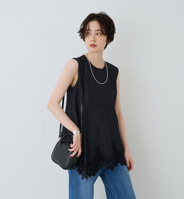 Rouge vif「ランダムヘム裾レースノースリーブブラウス」|シャツ・ブラウス|