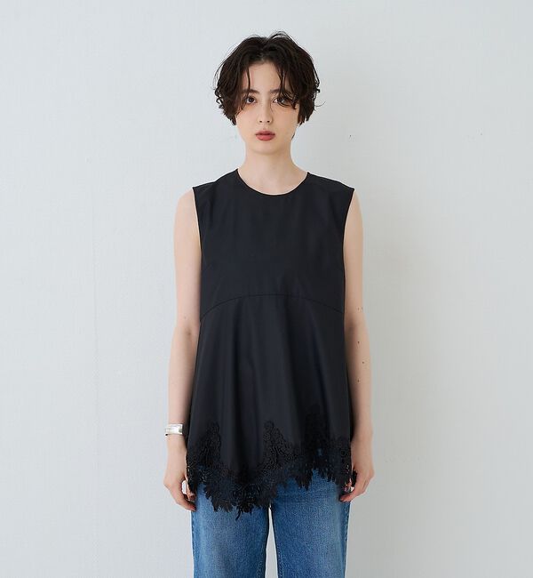 Rouge vif「ランダムヘム裾レースノースリーブブラウス」|シャツ・ブラウス|