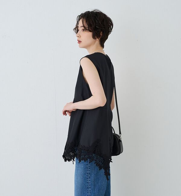 Rouge vif「ランダムヘム裾レースノースリーブブラウス」|シャツ・ブラウス|