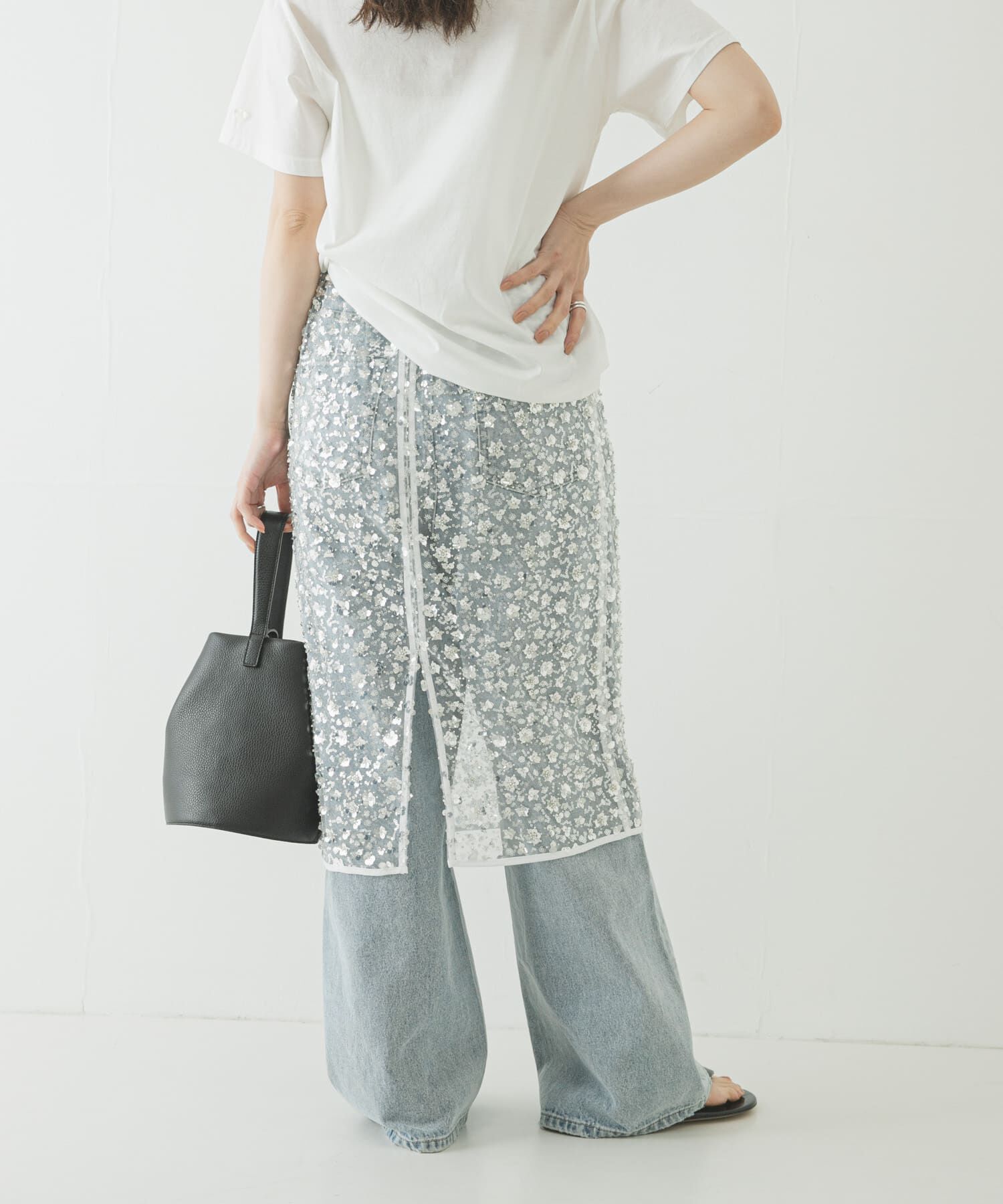 URBAN RESEARCH「スパンコールチュールレイヤードスカート」|スカート|