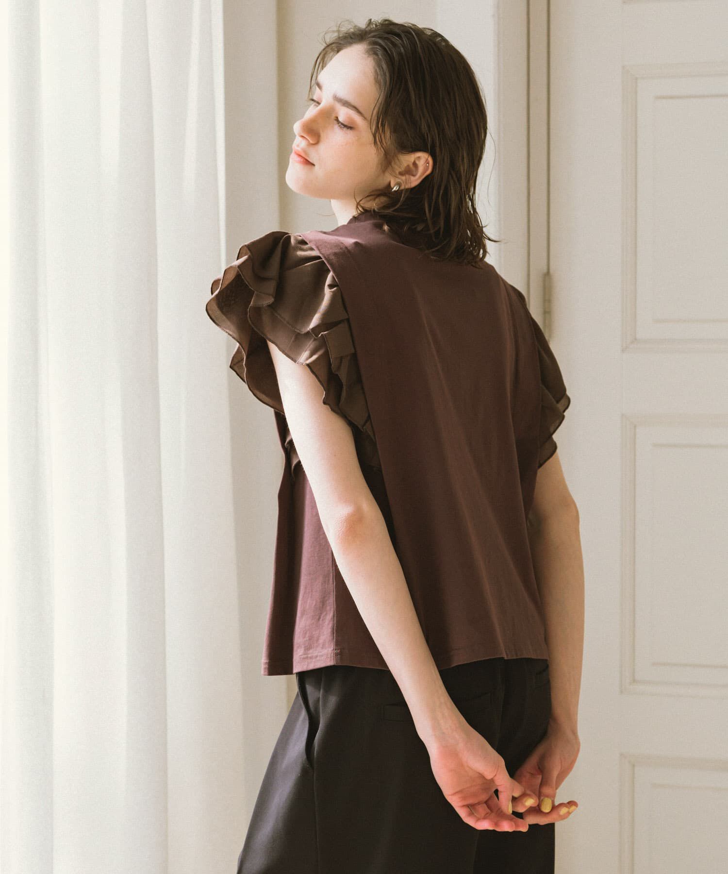 Sonny Label 「フリルフレンチタックスリーブプルオーバー」|Tシャツ・カットソー|