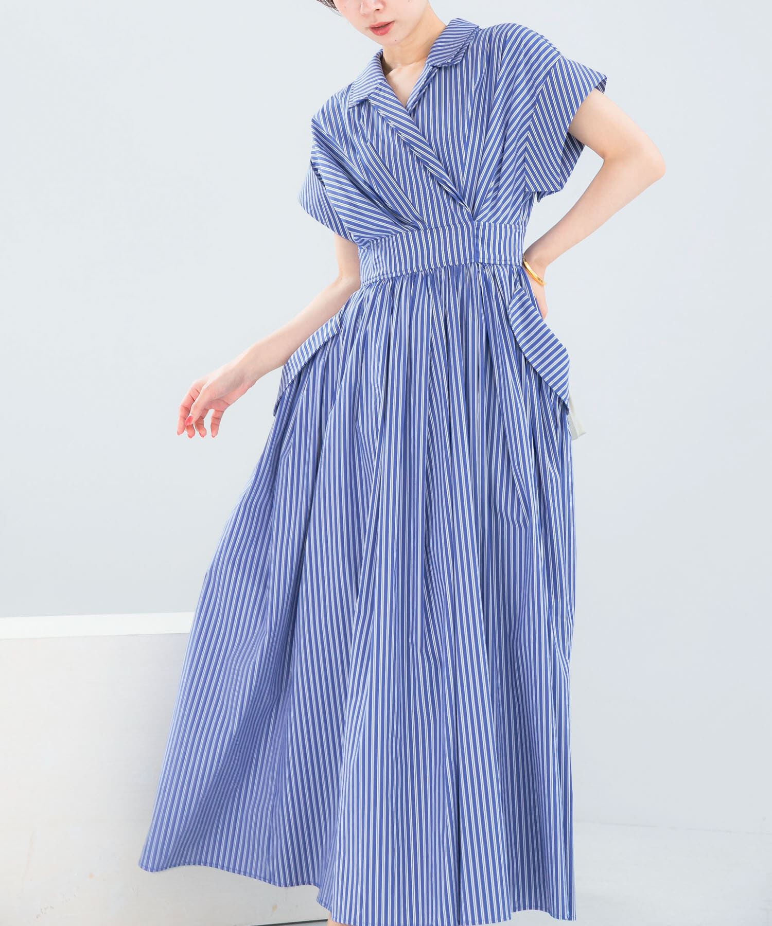 URBAN RESEARCH ROSSO「ELENDEEK　W COLLAR SHIRT ONE-PIECE」|その他|ブルー系その他