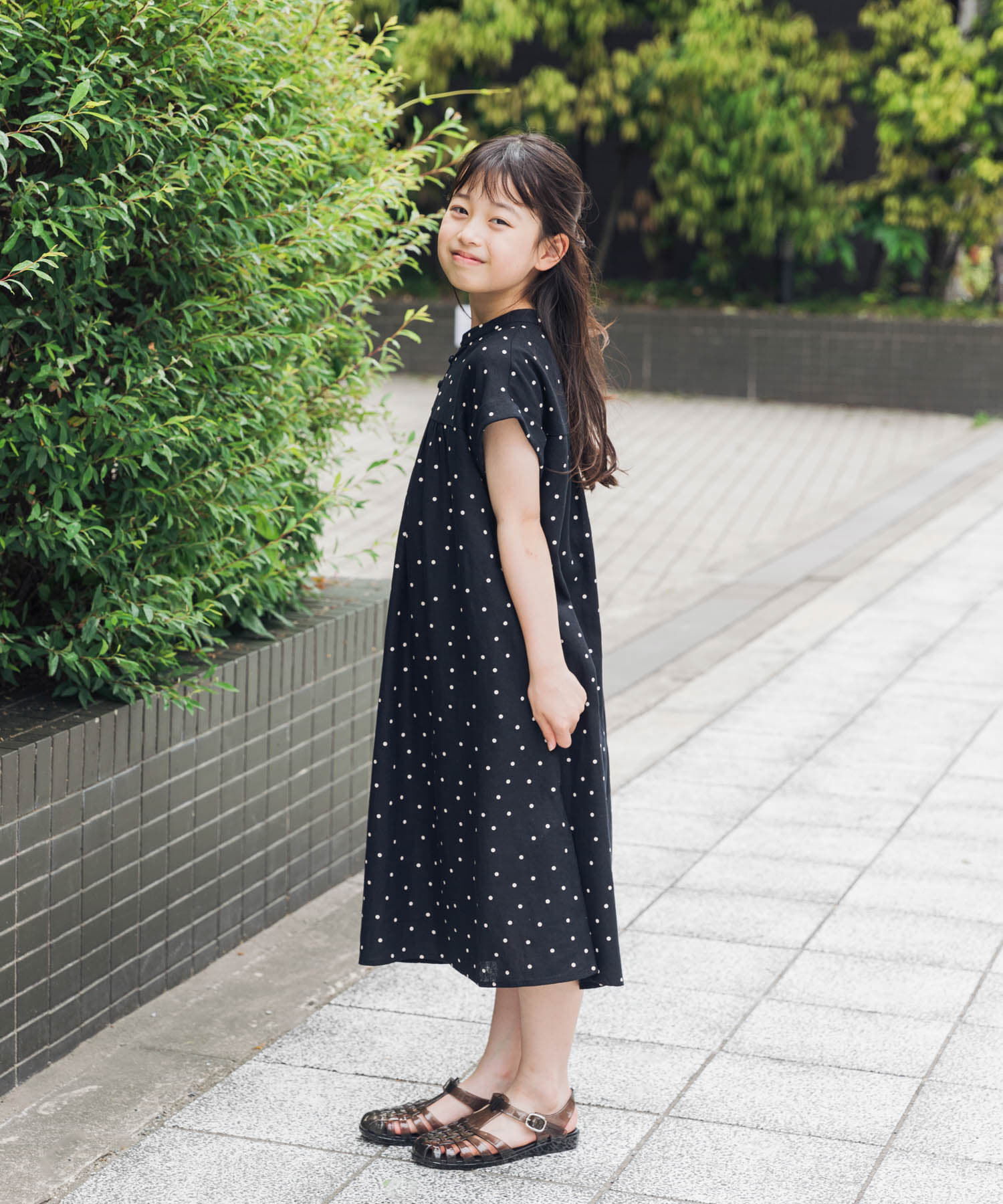 URBAN RESEARCH DOORS「『親子リンク』リネンリヨセルドットワンピース(KIDS)」|ワンピース|