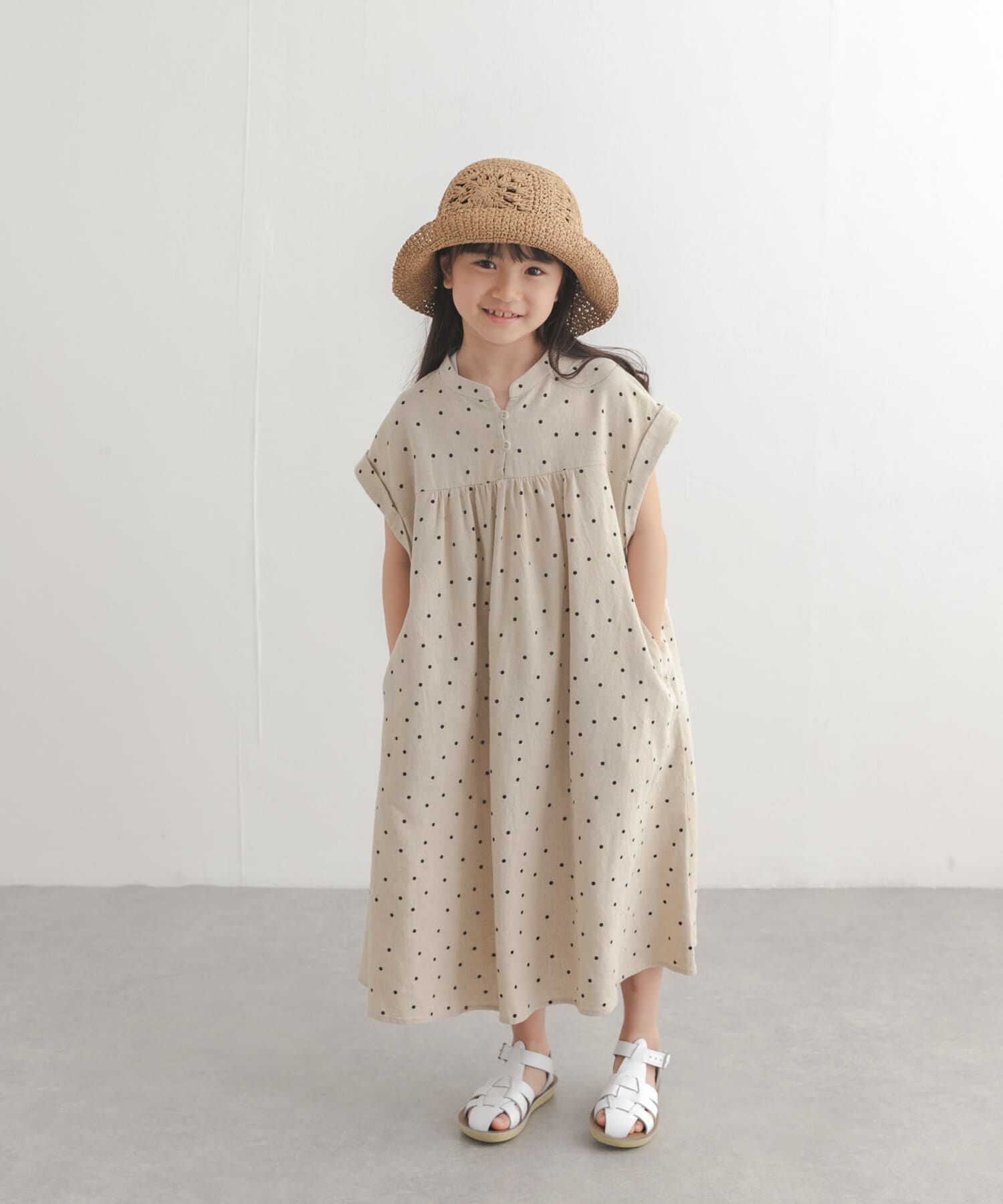 URBAN RESEARCH DOORS「『親子リンク』リネンリヨセルドットワンピース(KIDS)」|ワンピース|