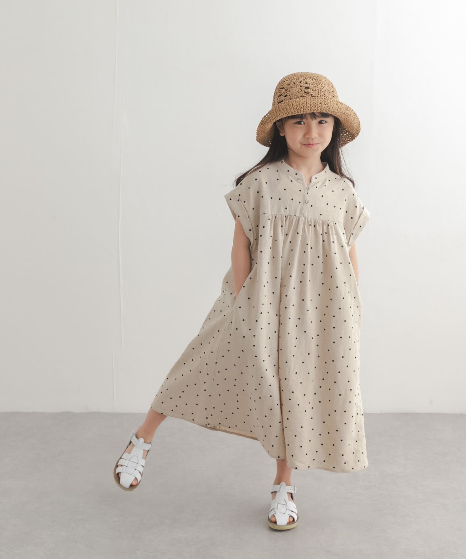 URBAN RESEARCH DOORS「『親子リンク』リネンリヨセルドットワンピース(KIDS)」|ワンピース|