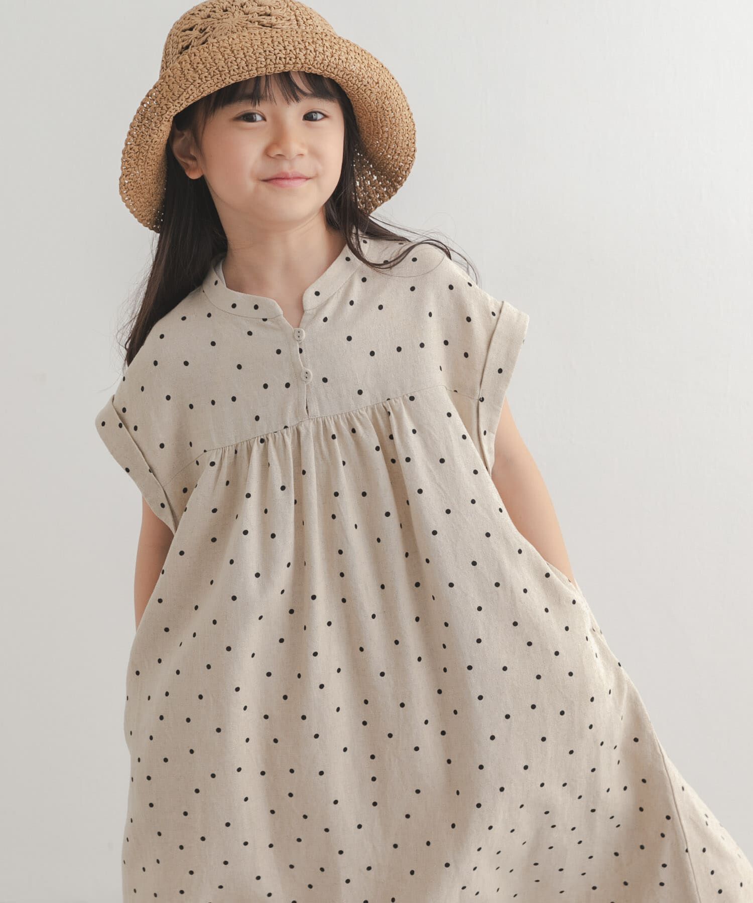 URBAN RESEARCH DOORS「『親子リンク』リネンリヨセルドットワンピース(KIDS)」|ワンピース|