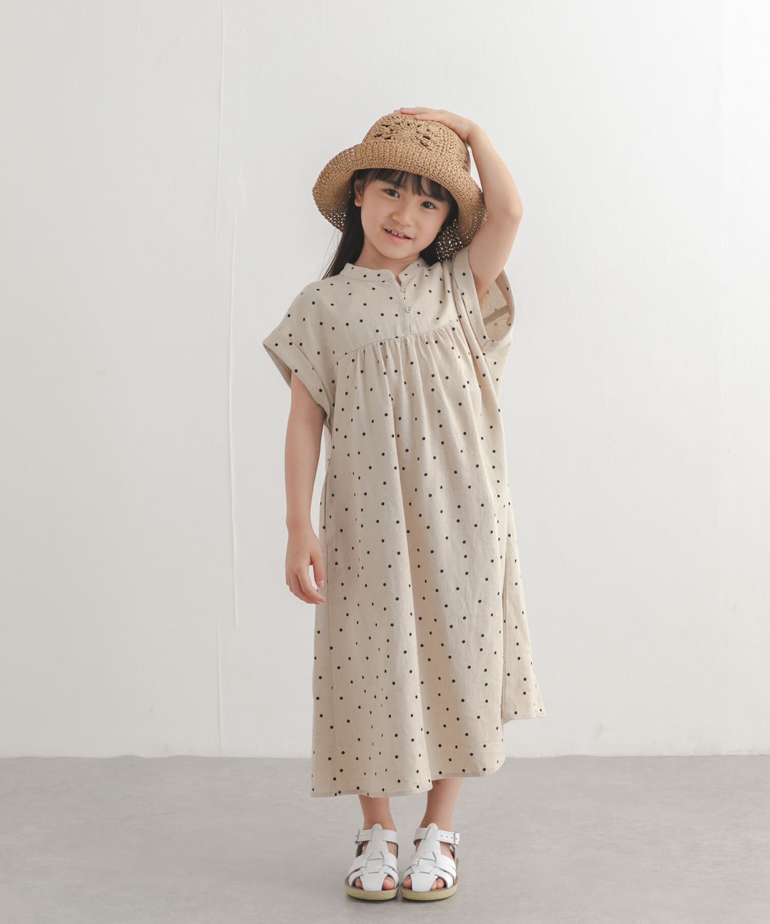 URBAN RESEARCH DOORS「『親子リンク』リネンリヨセルドットワンピース(KIDS)」|ワンピース|