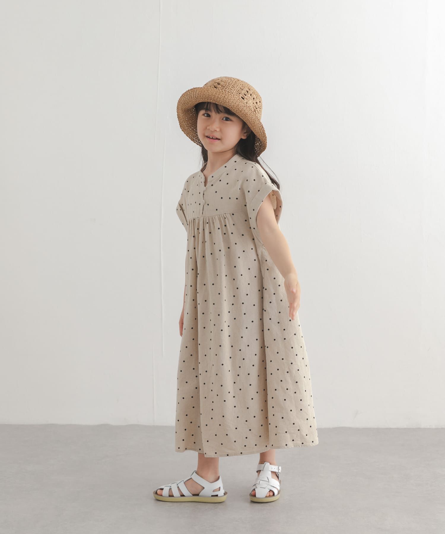URBAN RESEARCH DOORS「『親子リンク』リネンリヨセルドットワンピース(KIDS)」|ワンピース|