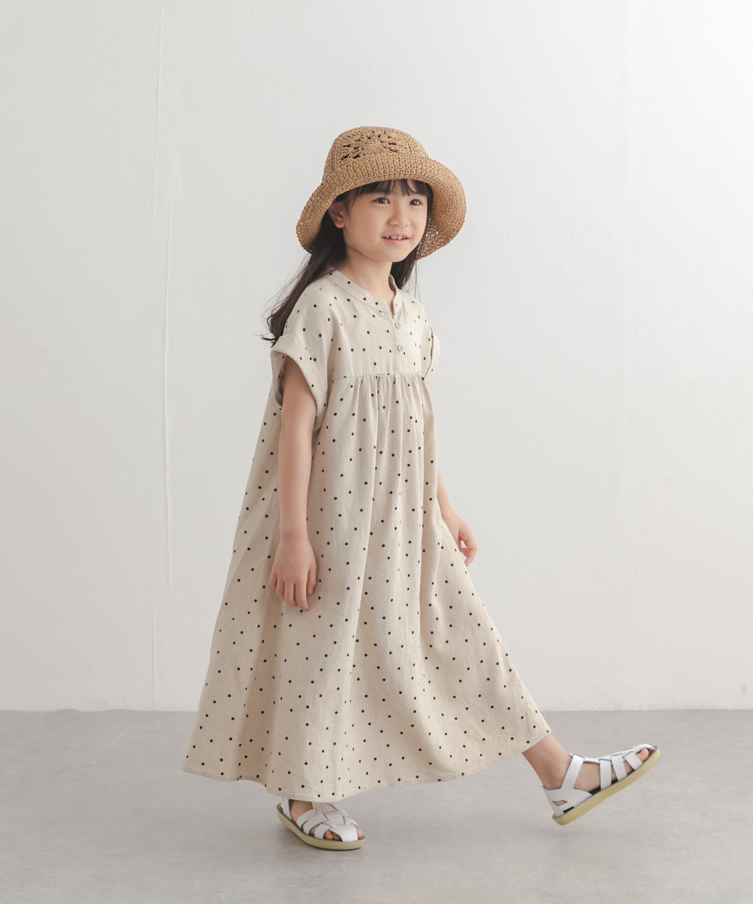 URBAN RESEARCH DOORS「『親子リンク』リネンリヨセルドットワンピース(KIDS)」|ワンピース|