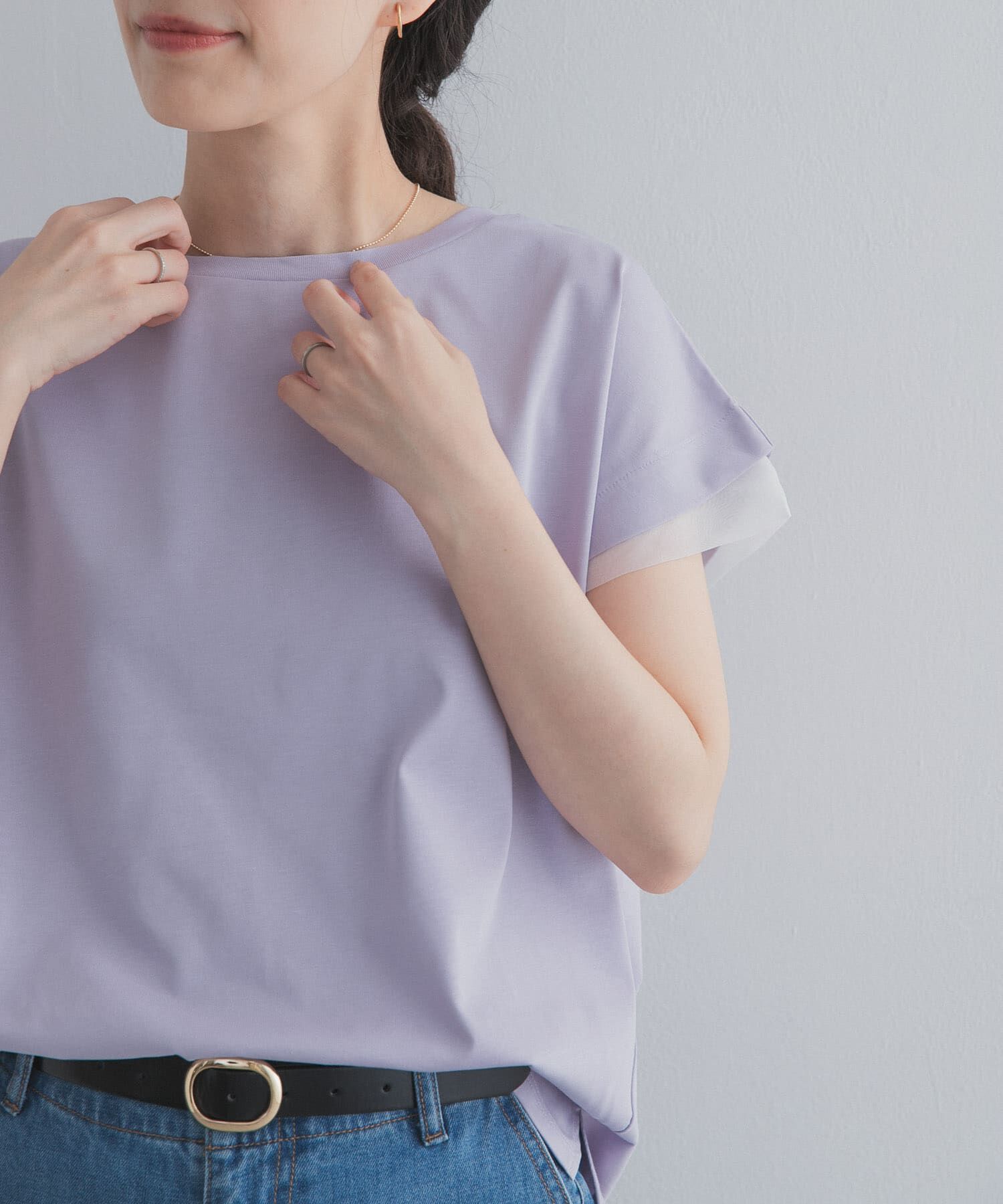 URBAN RESEARCH DOORS「シルケットコットンシアードッキングプルオーバー」|Tシャツ・カットソー|ラベンダー