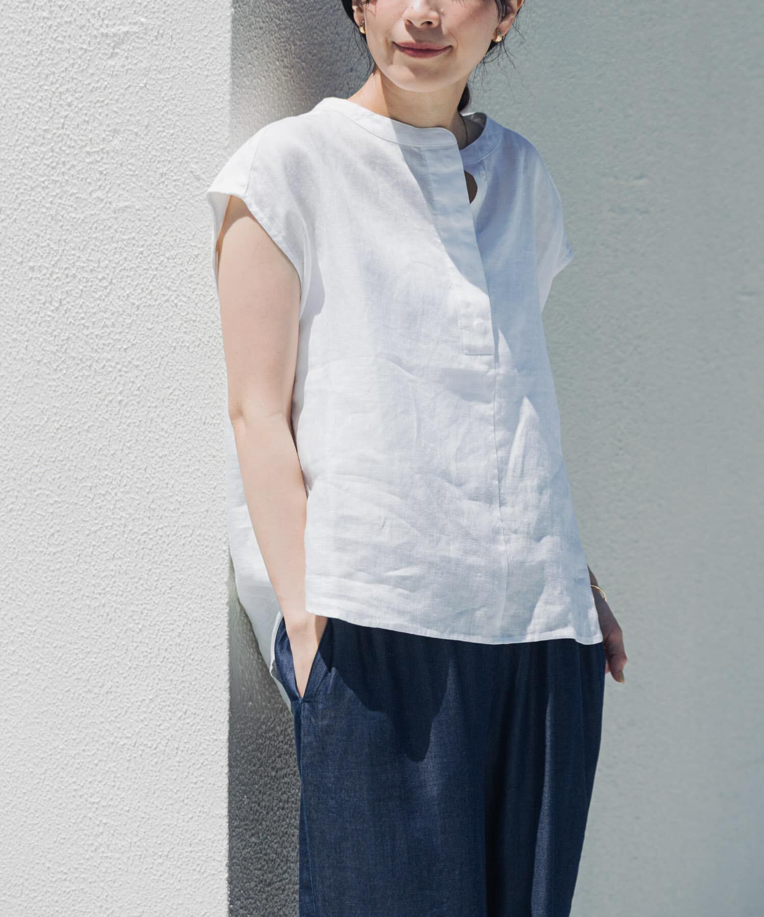 URBAN RESEARCH DOORS「リネンスキッパーフレンチブラウス」|シャツ・ブラウス|オフホワイト