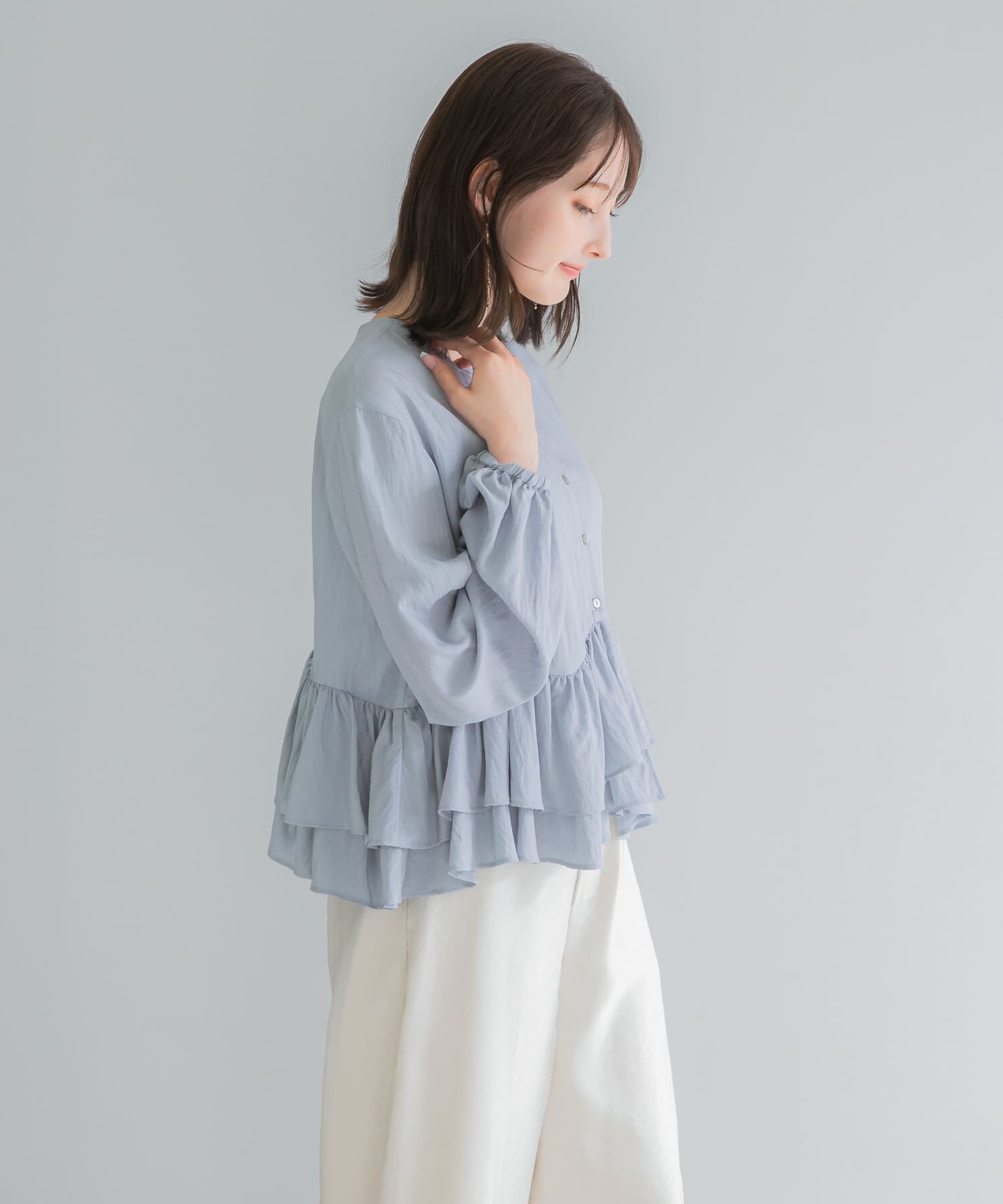 URBAN RESEARCH ROSSO「『WEB限定』フリルヘムブラウス」|シャツ・ブラウス|