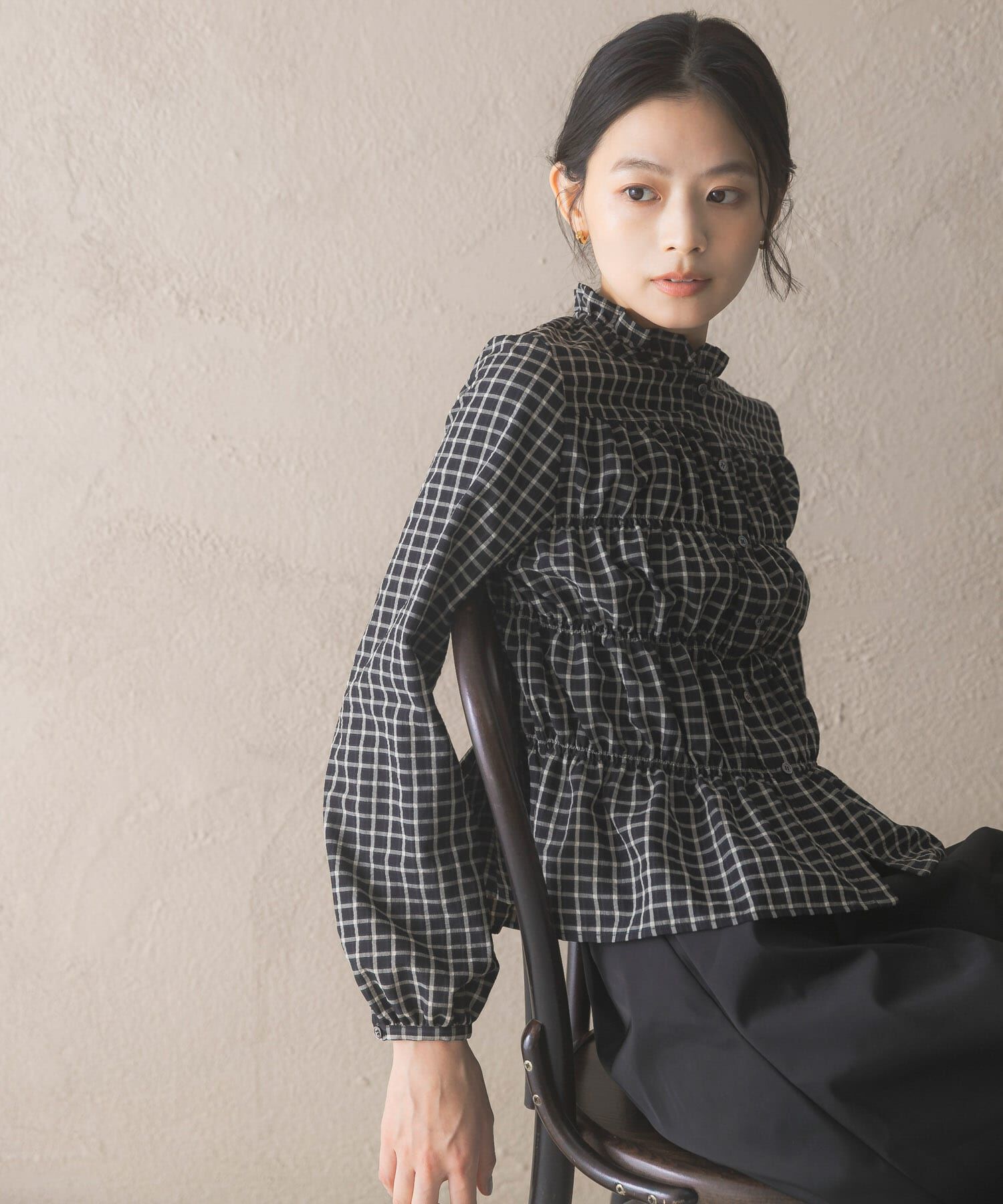 URBAN RESEARCH ROSSO「チェックシャーリングブラウス」|シャツ・ブラウス|