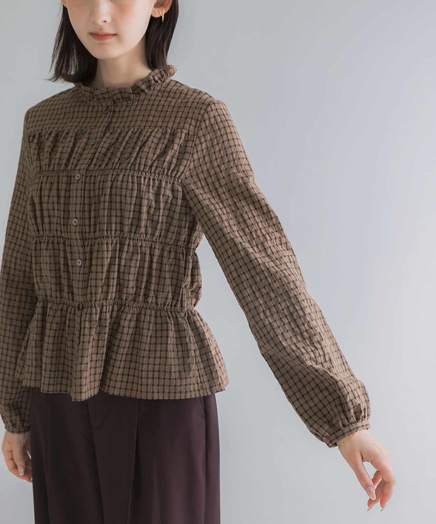 URBAN RESEARCH ROSSO「チェックシャーリングブラウス」|シャツ・ブラウス|
