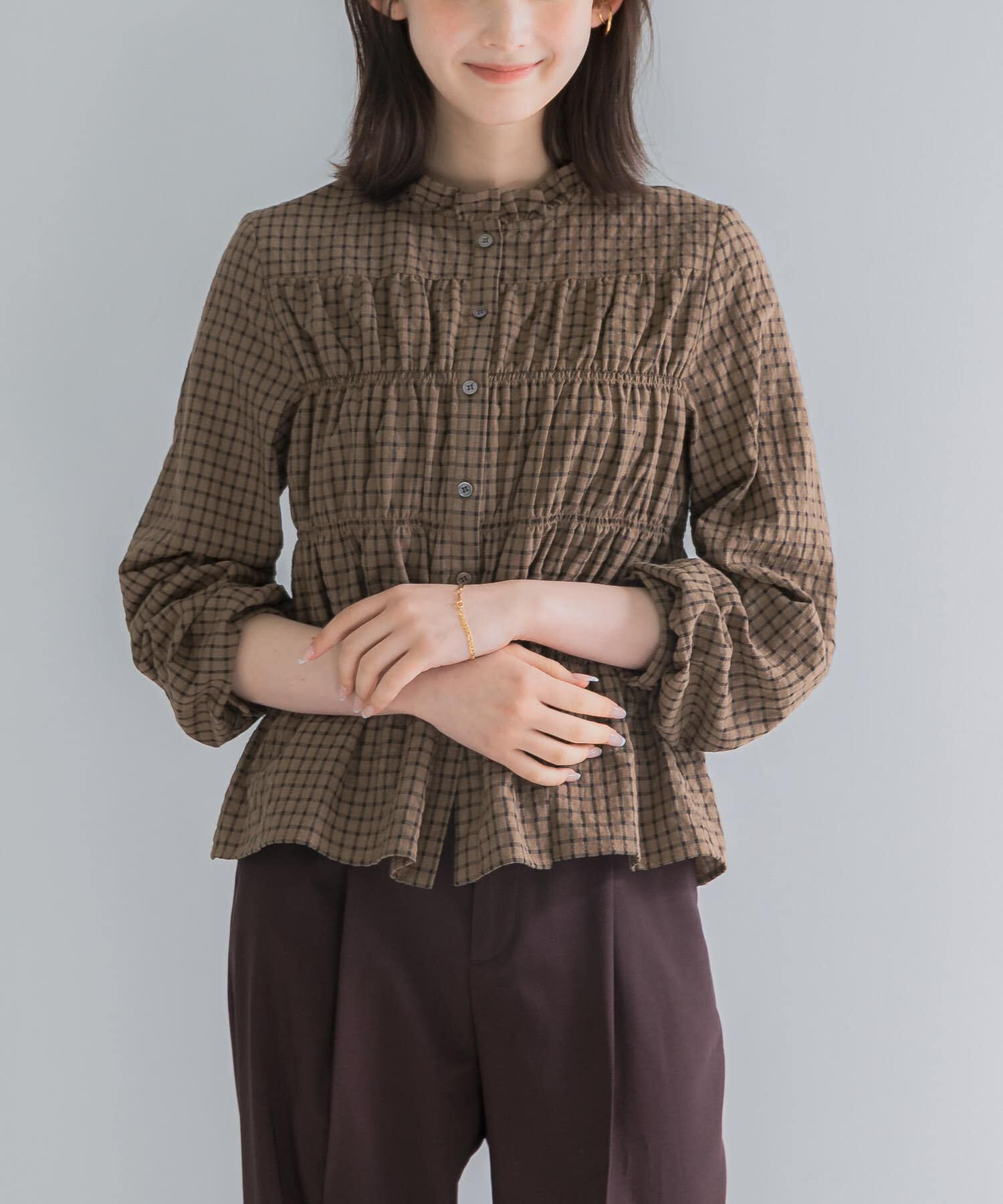 URBAN RESEARCH ROSSO「チェックシャーリングブラウス」|シャツ・ブラウス|