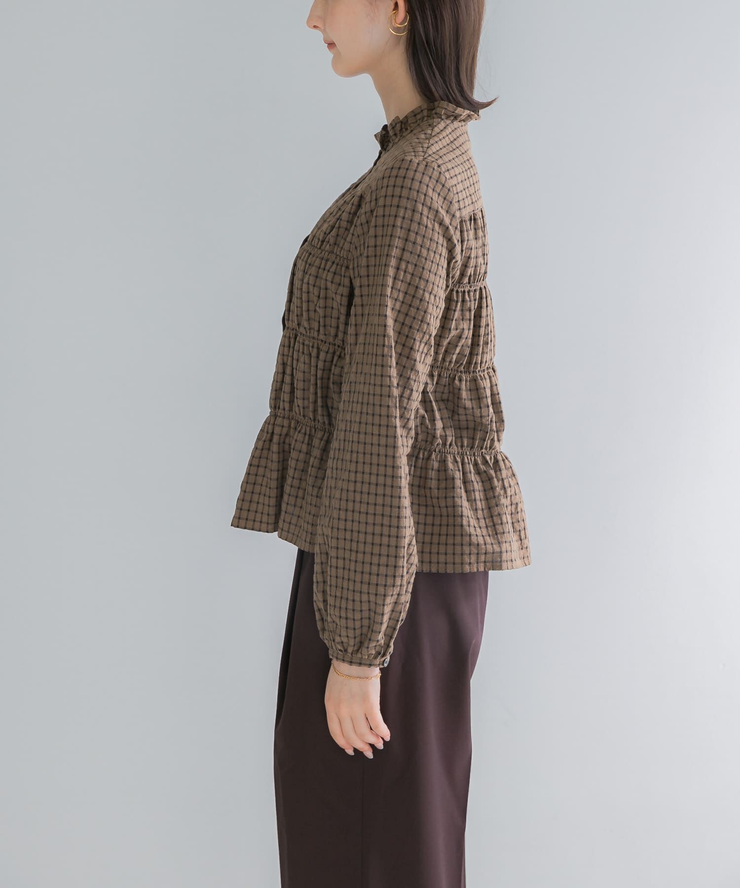 URBAN RESEARCH ROSSO「チェックシャーリングブラウス」|シャツ・ブラウス|
