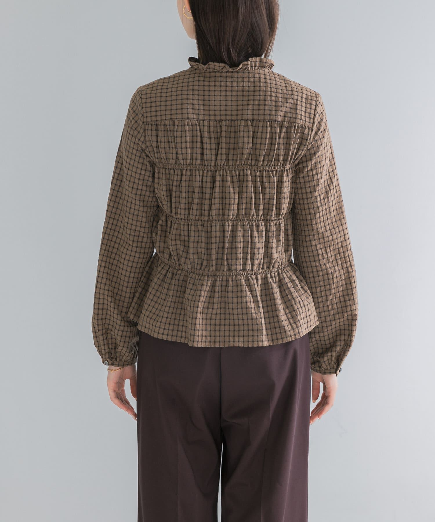 URBAN RESEARCH ROSSO「チェックシャーリングブラウス」|シャツ・ブラウス|
