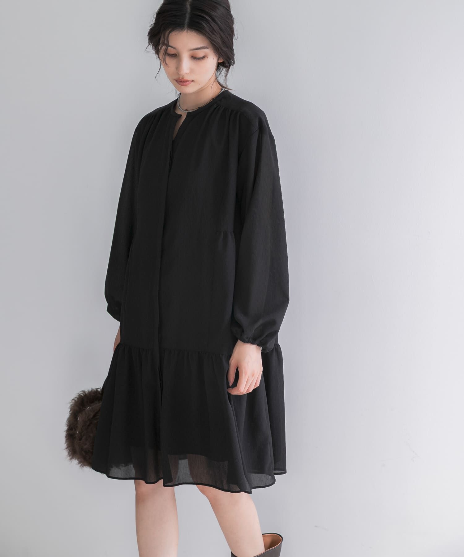 URBAN RESEARCH ROSSO「キーネックボリュームミニワンピース」|ワンピース|