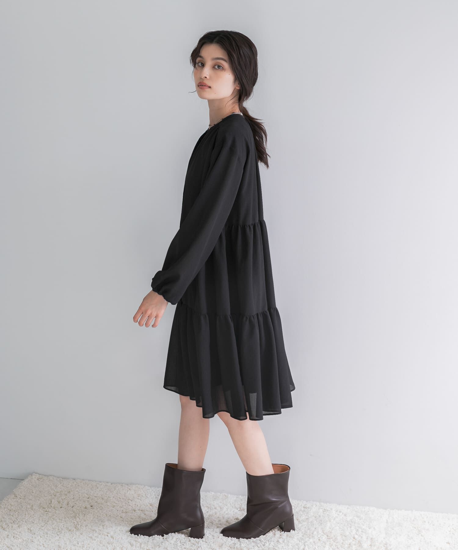URBAN RESEARCH ROSSO「キーネックボリュームミニワンピース」|ワンピース|