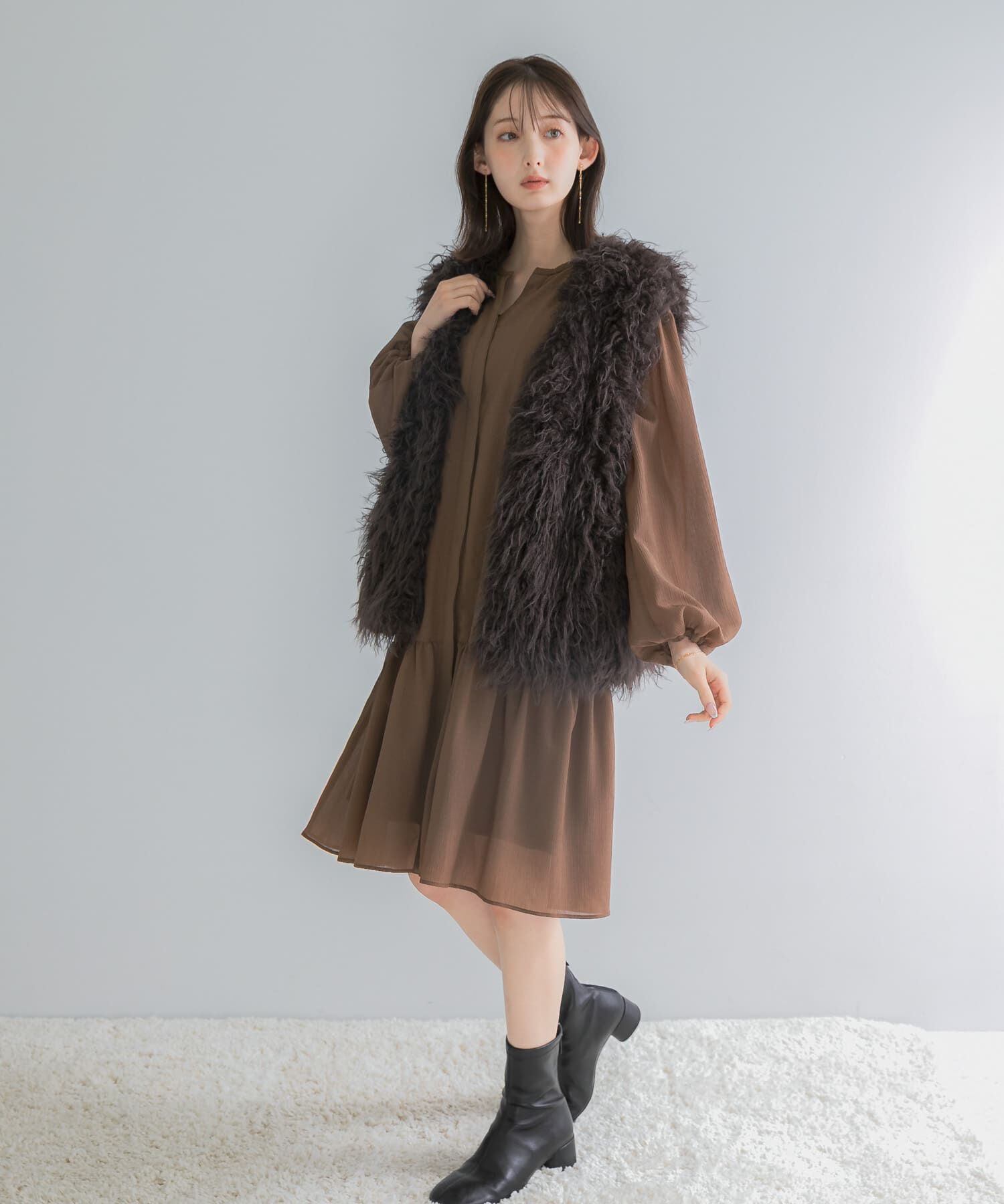 URBAN RESEARCH ROSSO「キーネックボリュームミニワンピース」|ワンピース|