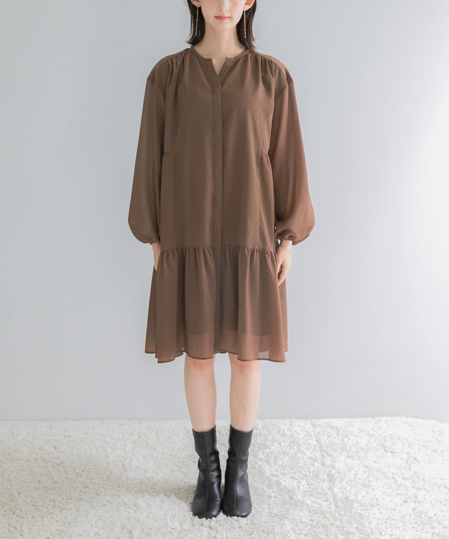 URBAN RESEARCH ROSSO「キーネックボリュームミニワンピース」|ワンピース|
