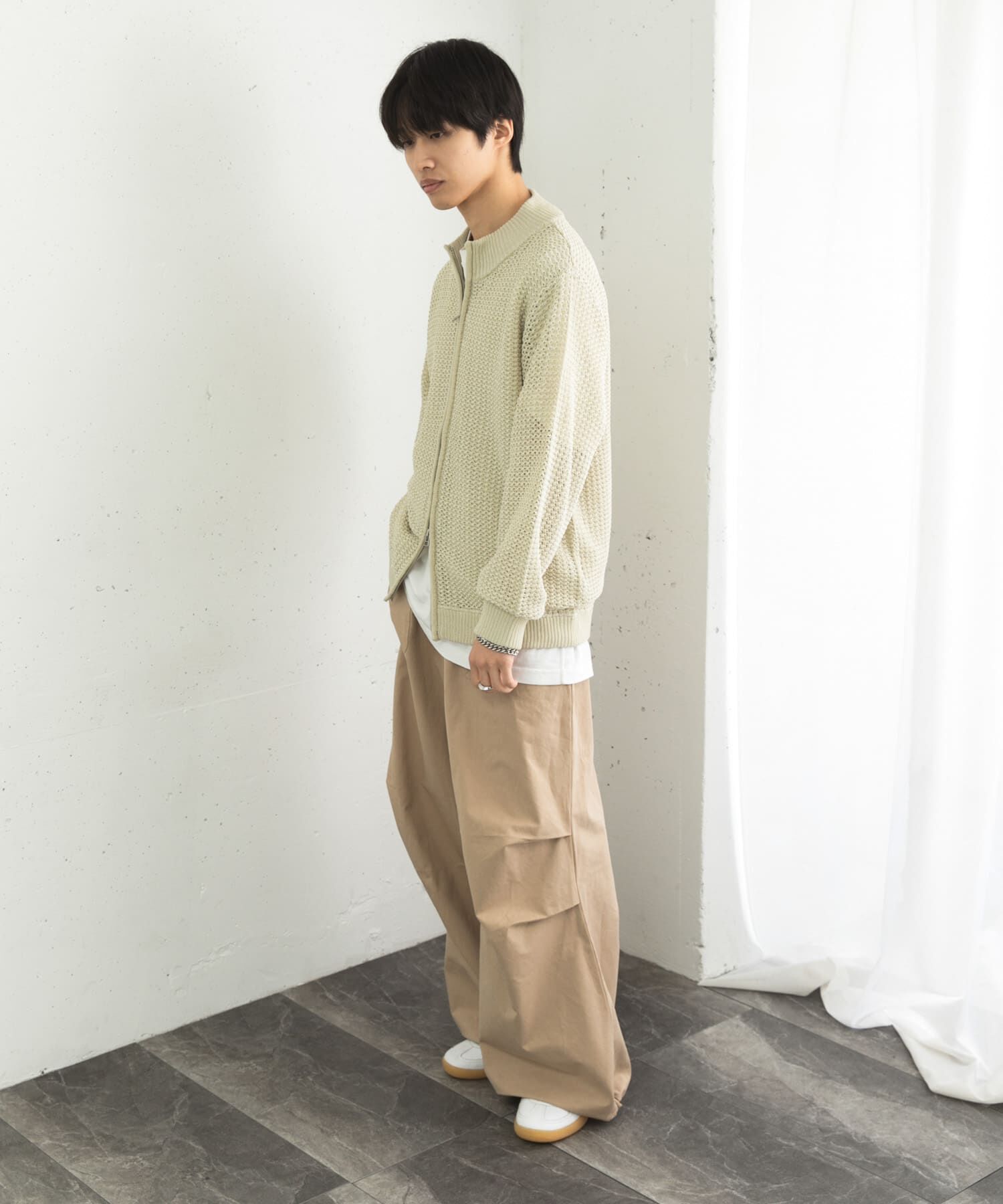 SENSE OF PLACE by URBAN RESEARCH「『ユニセックス』『洗濯可』シアーメッシュドライバーズカーディガン」|カーディガン|