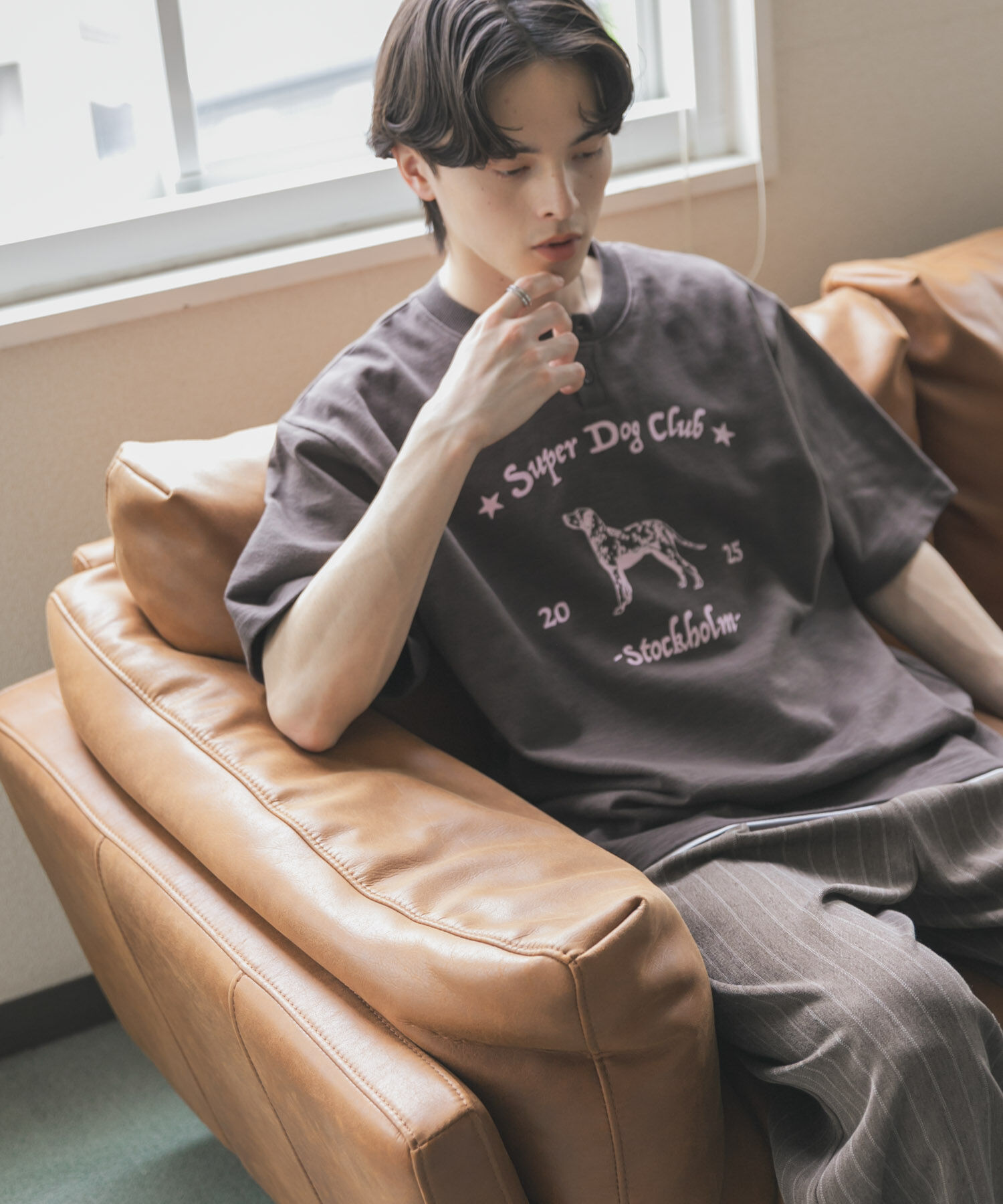 SENSE OF PLACE by URBAN RESEARCH「ヴィンテージグラフィックヘンリーネックTシャツ」|Tシャツ・カットソー|