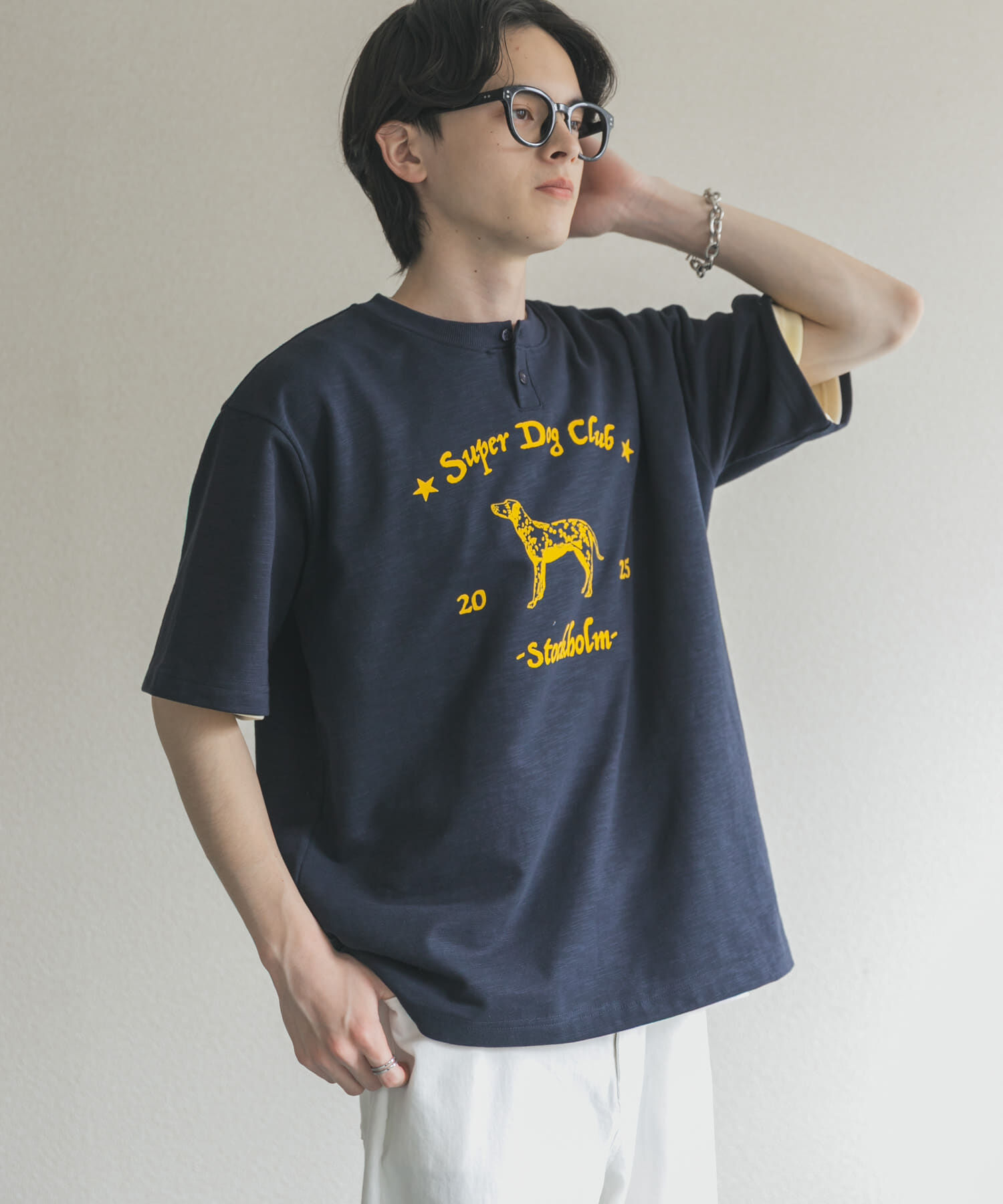 SENSE OF PLACE by URBAN RESEARCH「ヴィンテージグラフィックヘンリーネックTシャツ」|Tシャツ・カットソー|