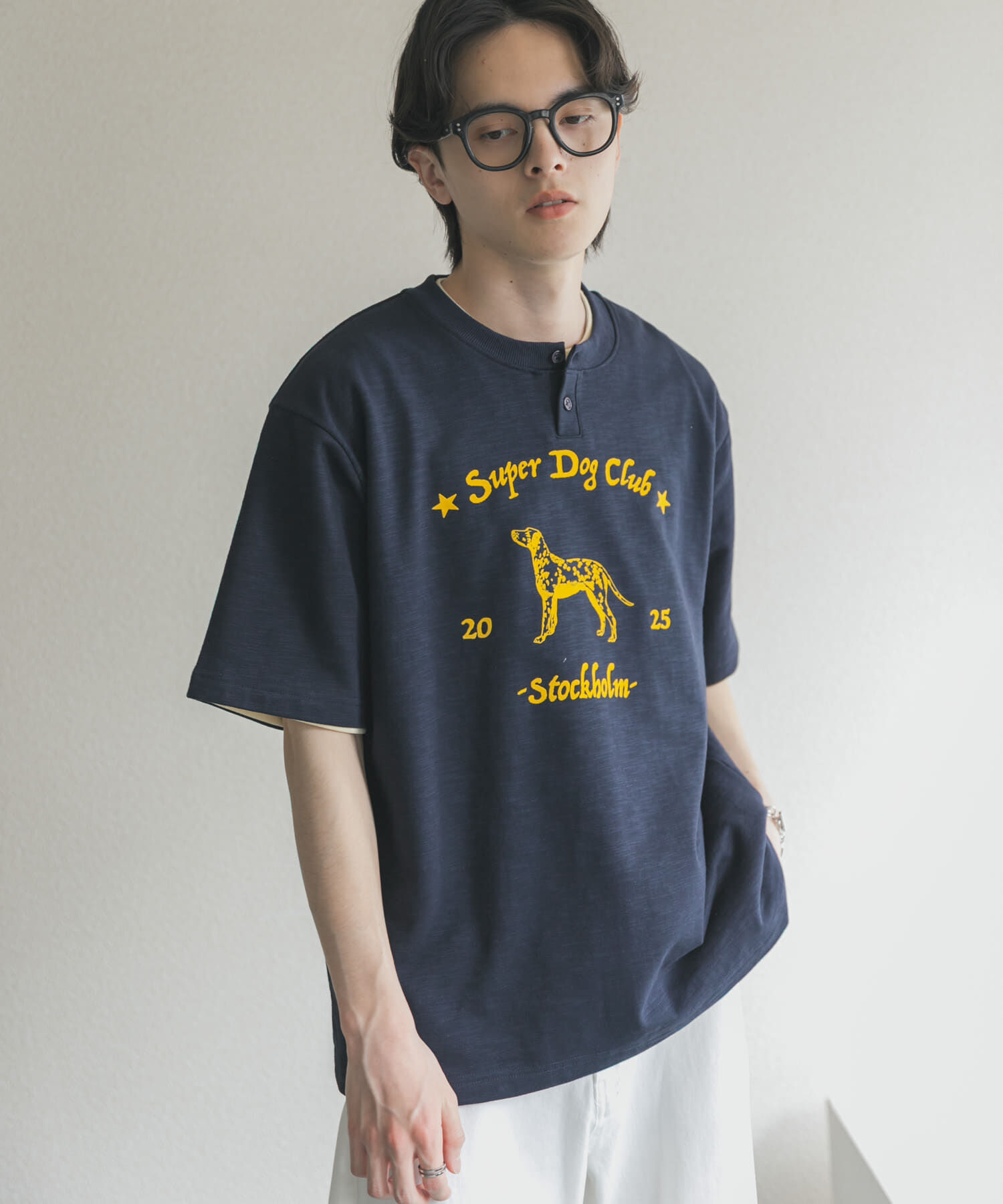 SENSE OF PLACE by URBAN RESEARCH「ヴィンテージグラフィックヘンリーネックTシャツ」|Tシャツ・カットソー|