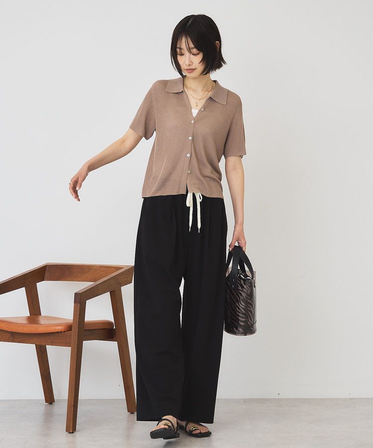 AMERICAN HOLIC「襟付きスキッパー半袖ニットポロ」|カーディガン|