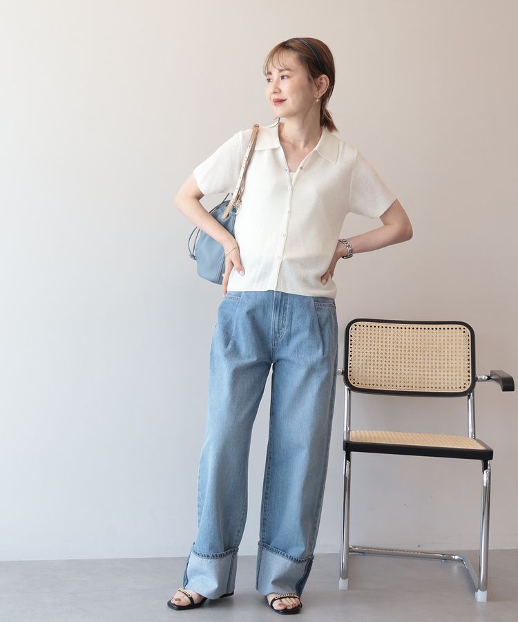 AMERICAN HOLIC「襟付きスキッパー半袖ニットポロ」|カーディガン|