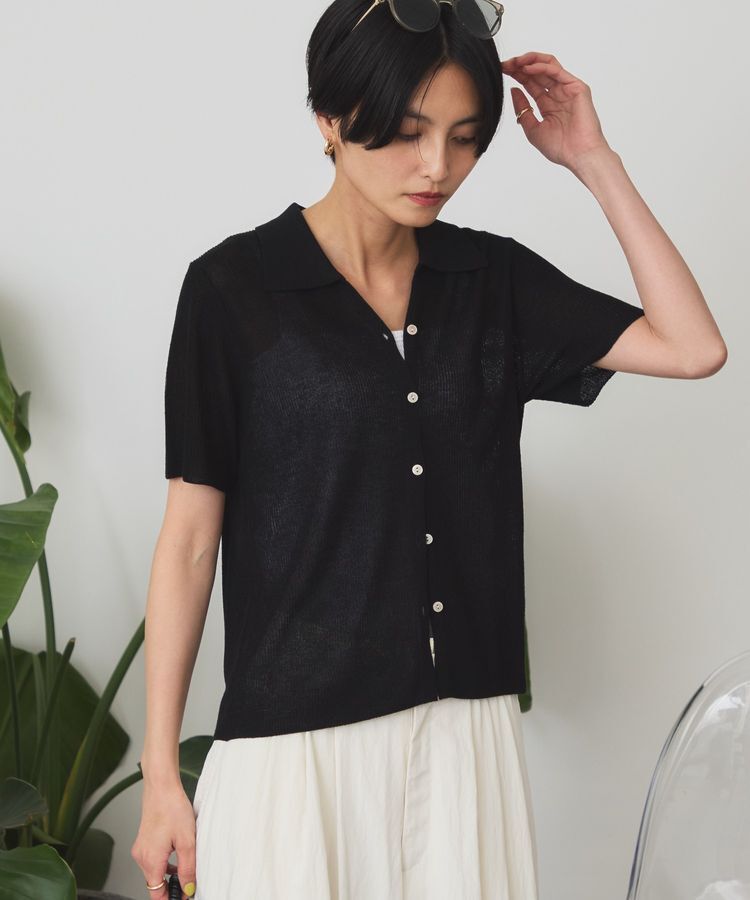 AMERICAN HOLIC「襟付きスキッパー半袖ニットポロ」|カーディガン|
